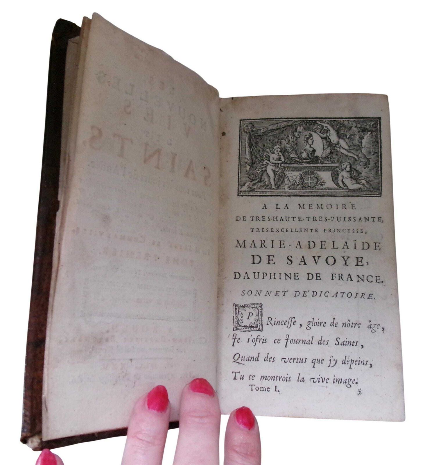 1725 French Religious Book, Les Nouvelles Vies Des Saints, Leather Bound, Lives Of The Saints Vol I photo Home Decor