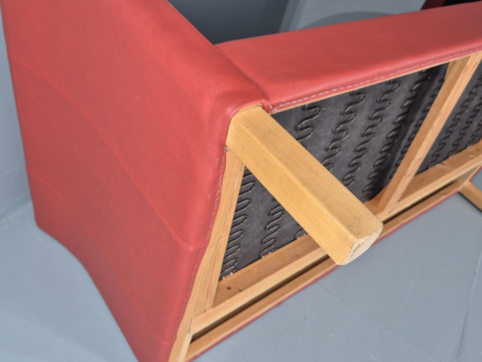 photo furniture Vintage Danish 2 Seater Danish Skalma Red Leather 1980s Retro Mcm Eb10512 M2ss