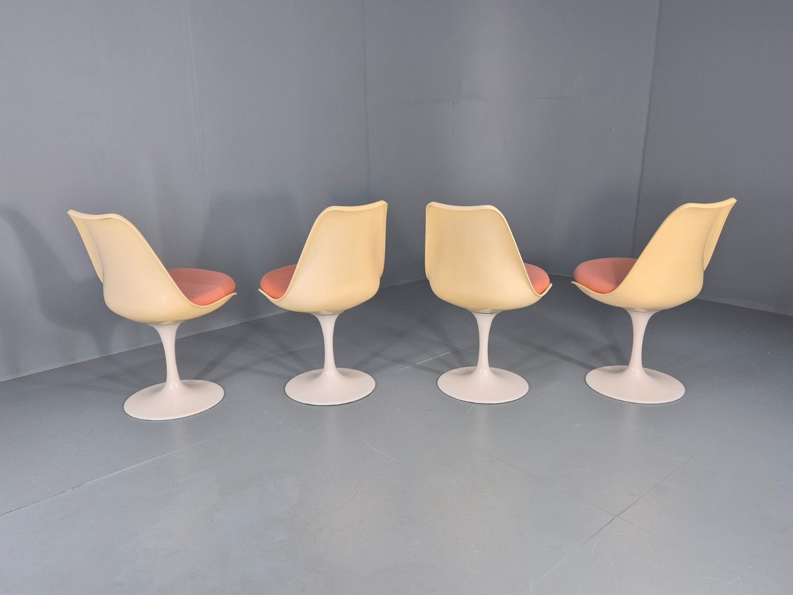 photo for sale 4 Tulip Based Swivel Chairs 1970s Retro Original Seat Pads Eb11843 Mdin