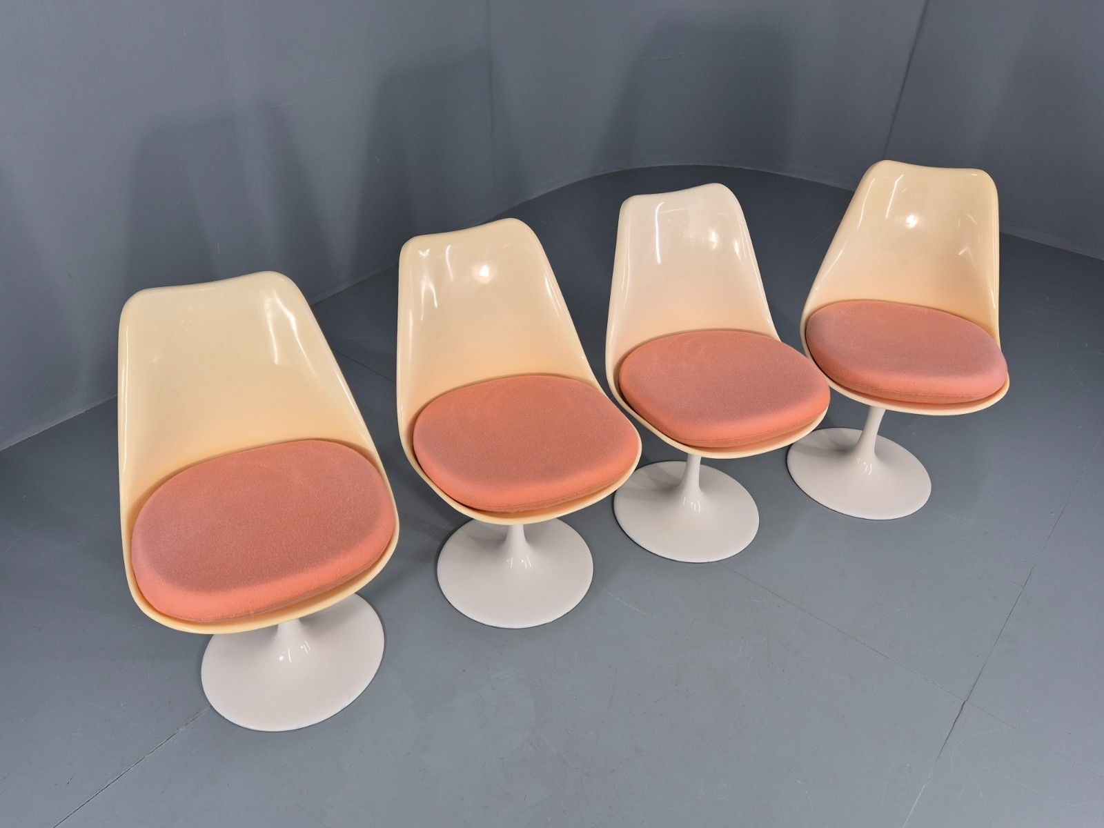 photo buy 4 Tulip Based Swivel Chairs 1970s Retro Original Seat Pads Eb11843 Mdin