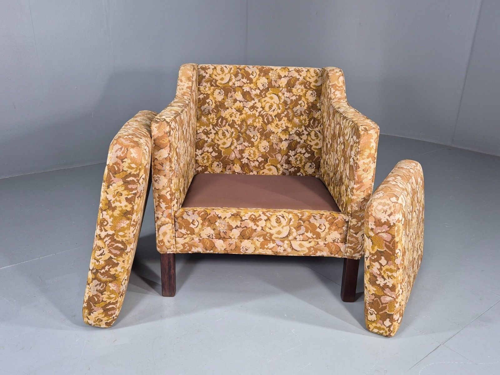 Vintage Danish 1970s Lounge Chair Floral Upholstery Mid Century Eb11922 Mnor photo vinterior