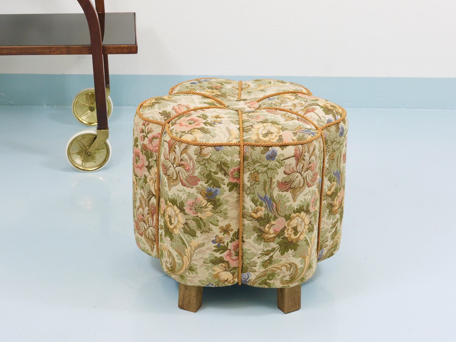 Art Deco Floral Tapestry Stool, Tabouret, Pouf, Ottoman, Vienna, Austria, 1930s photo buy
