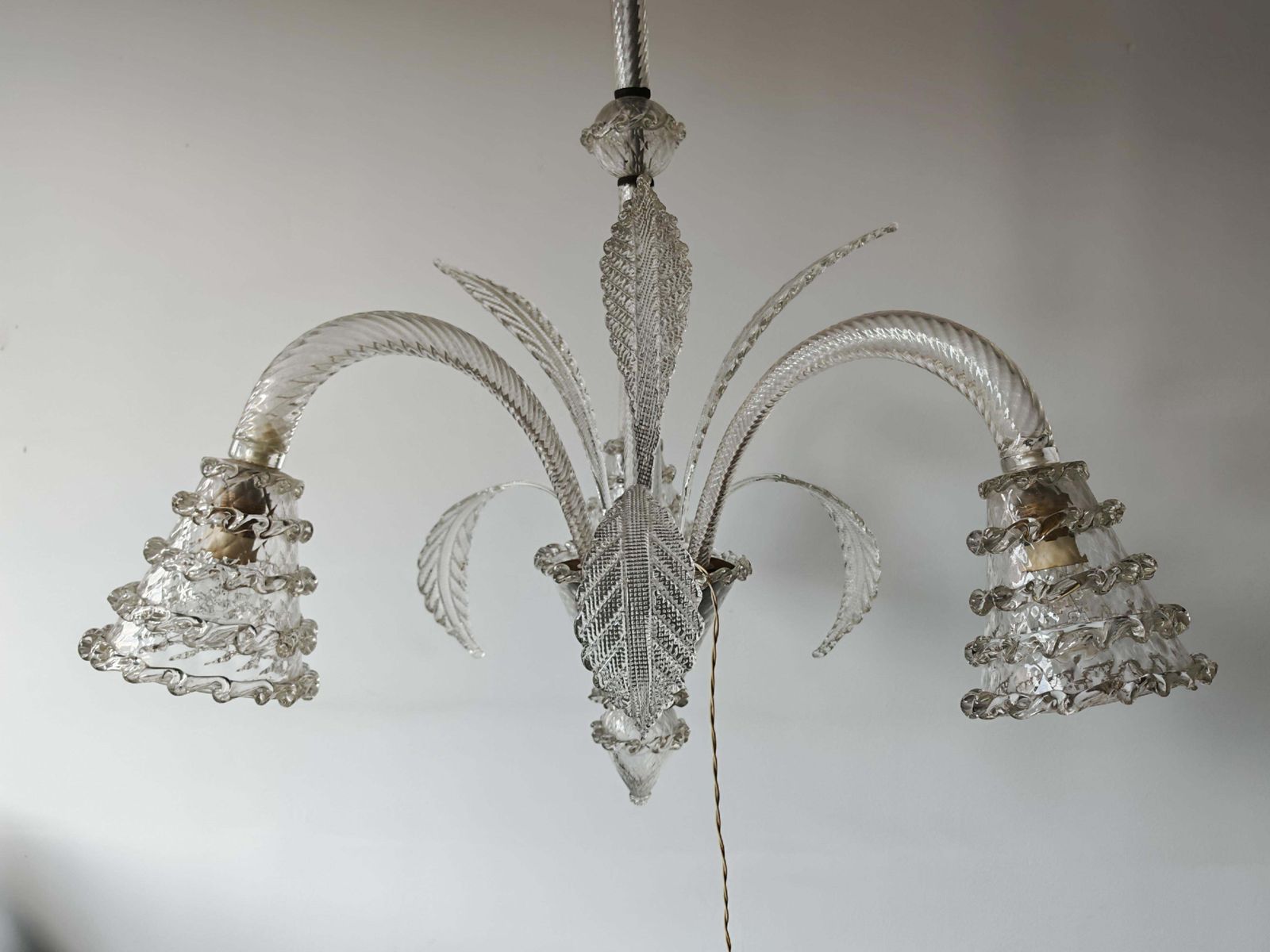 Art Deco Chandelier In Murano Glass By Barovier And Toso, Italy 1940s photo vinterior