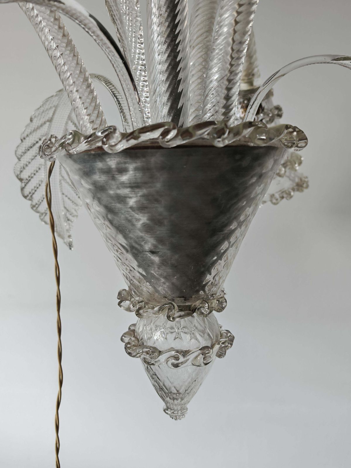 Art Deco Chandelier In Murano Glass By Barovier And Toso, Italy 1940s photo vintage
