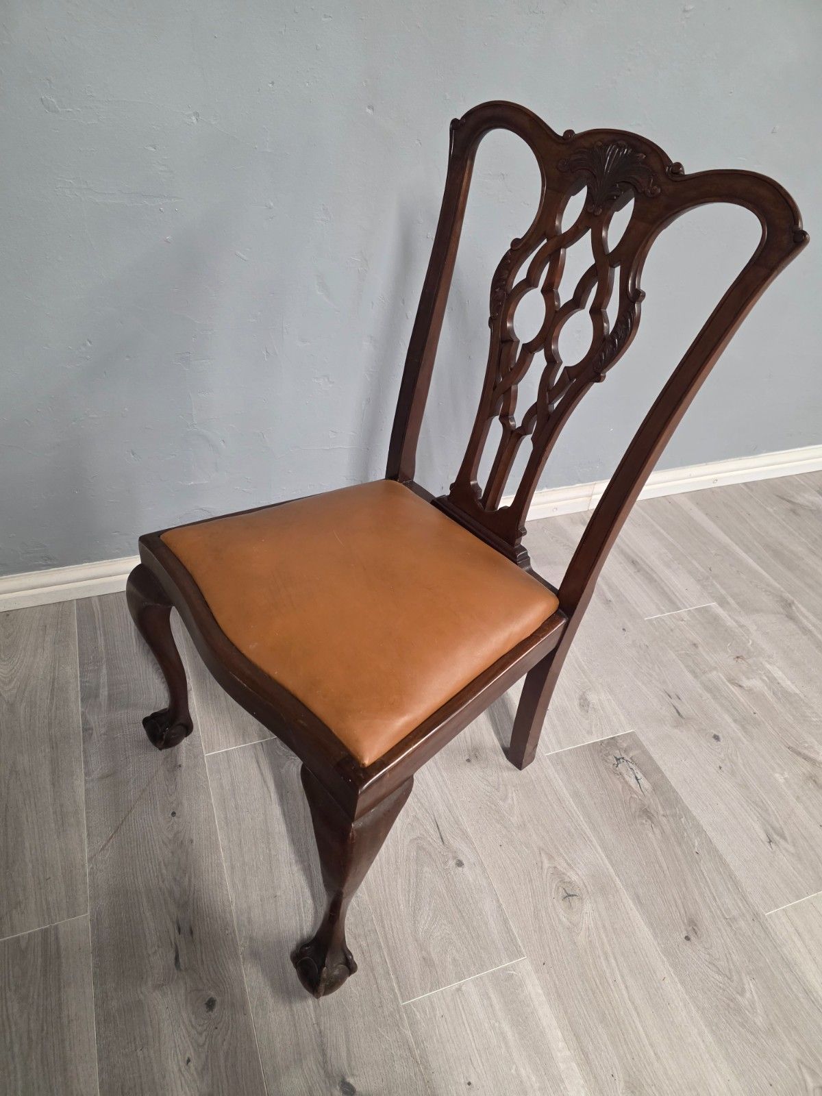 Antique Set Of 6 Mahogany Chippendale Style Dining Chairs photo vinterior
