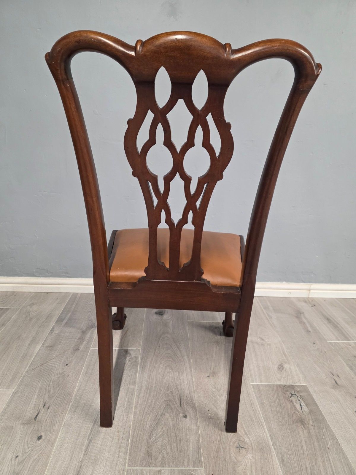 450.0 Antique Set Of 6 Mahogany Chippendale Style Dining Chairs photo