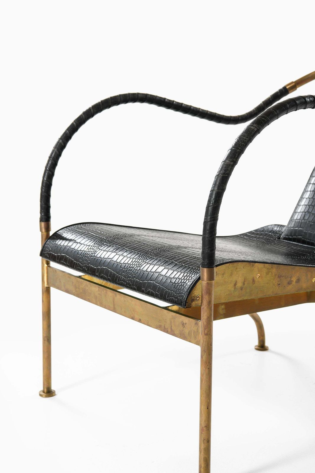 Set Of 2 "El Rey" Easy Chairs In Brass And Leather By Mats Theselius, 1999 photo 59148.0