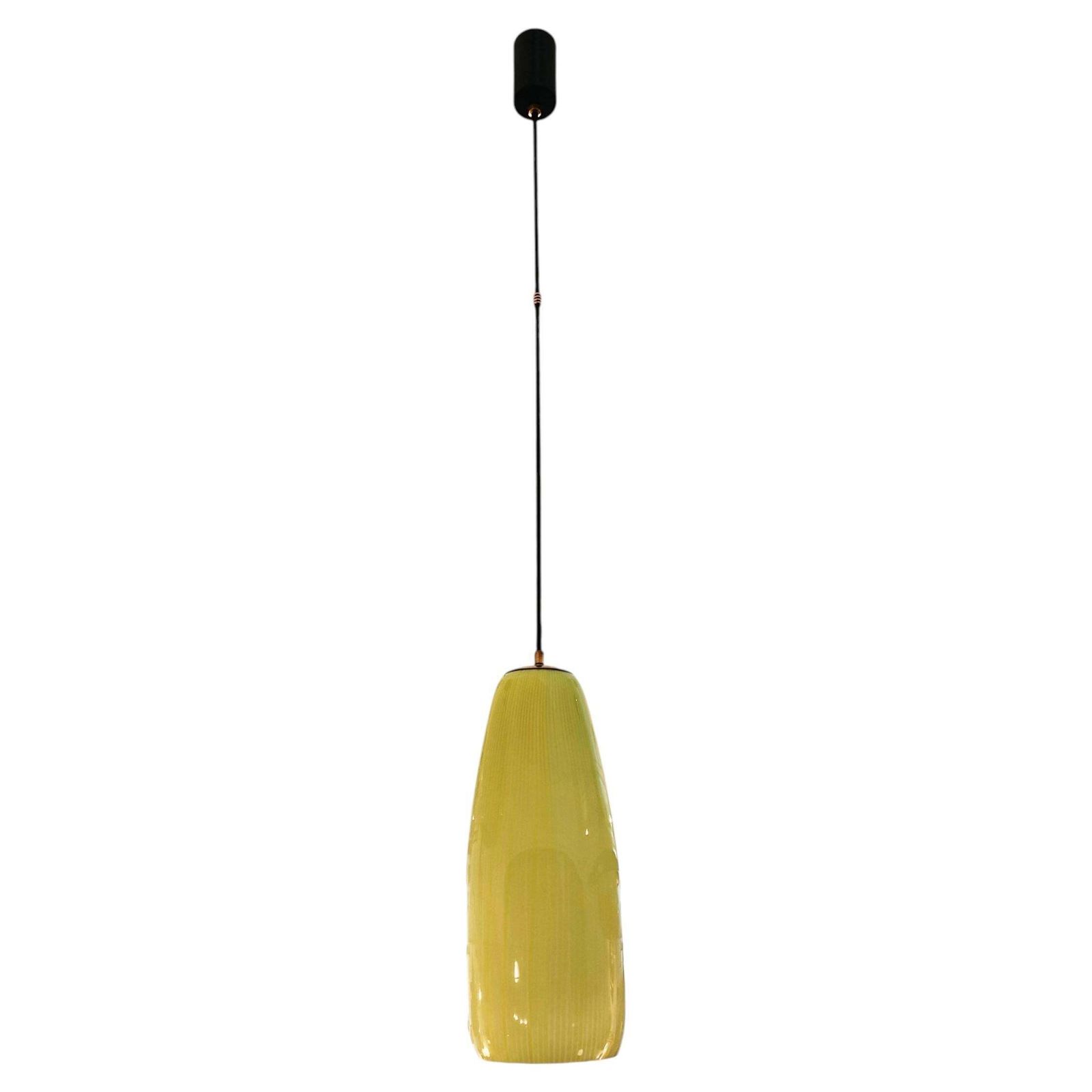 Massimo Vignelli For Venini Yellow Murano Glass Chandelier "4035," Italy