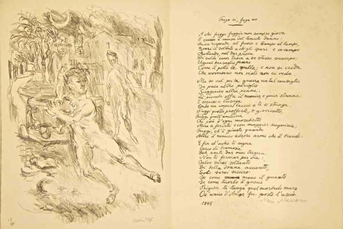 Antonio Scordiaescape   Fuga   Lithograph By Antonio Scordia   19451945