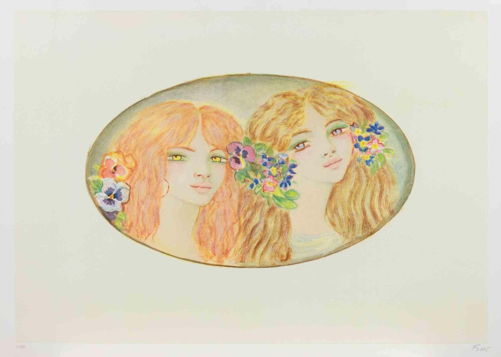 Felicita Fraitwo Girls   Lithograph By Felicita Frai   1980s1980s