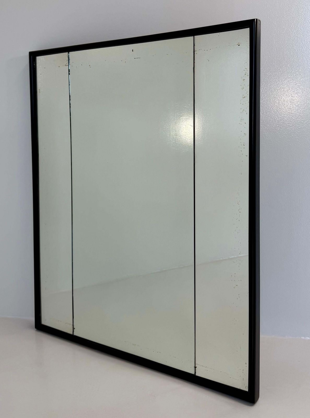 1940s Italian Art Deco Mirror Attributed To Osvaldo Borsani In Black Lacquer Wit photo furniture
