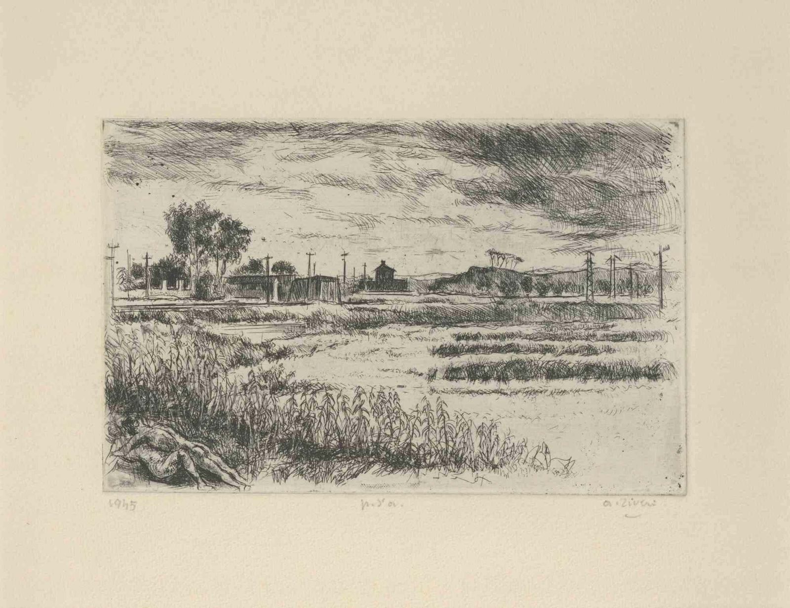 Alberto Ziverilandscape   Etching By Alberto Ziveri   19491949