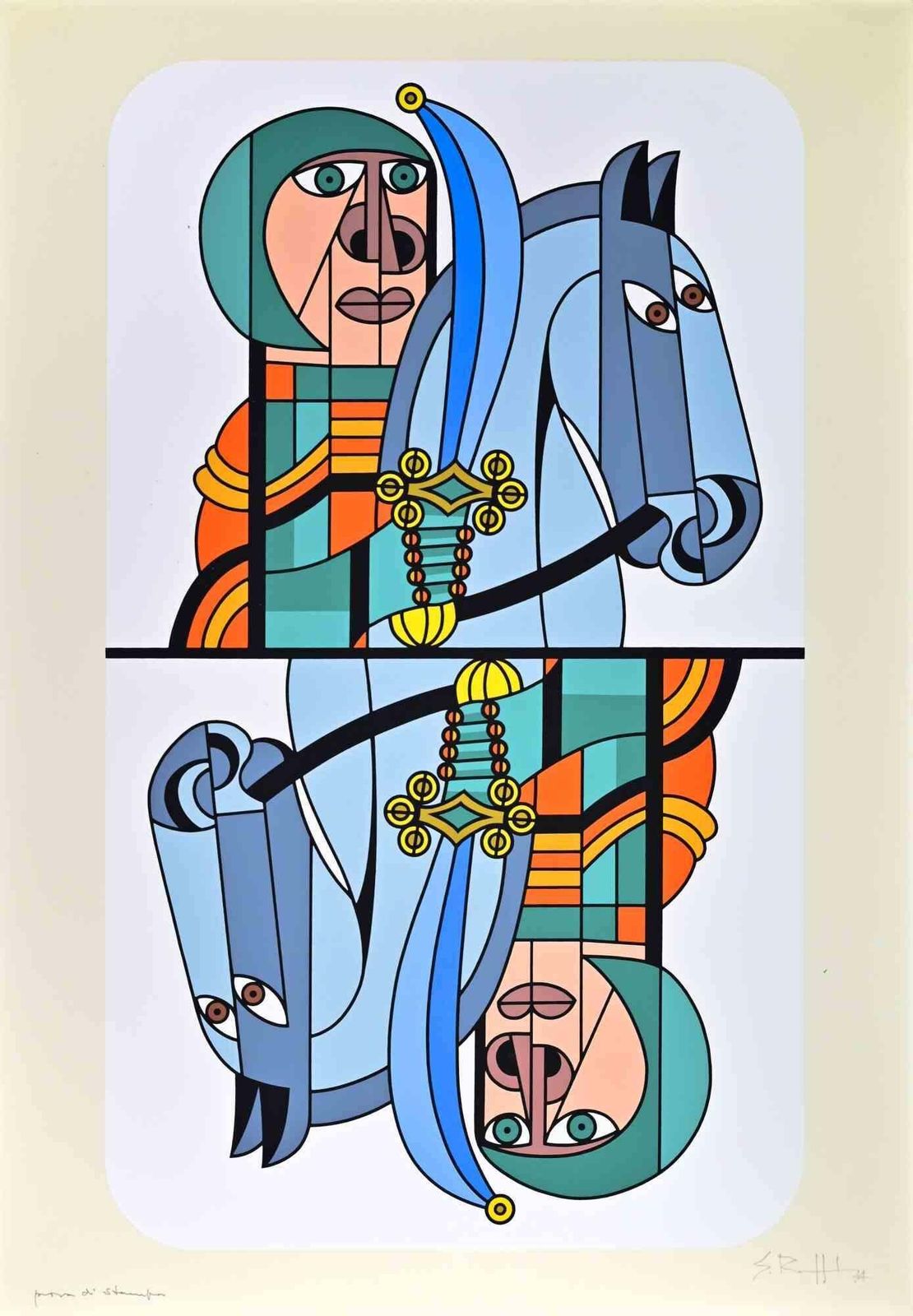 Sergio Ruffolohorse And Rider   Screenprint By Sergio Ruffolo   19741974