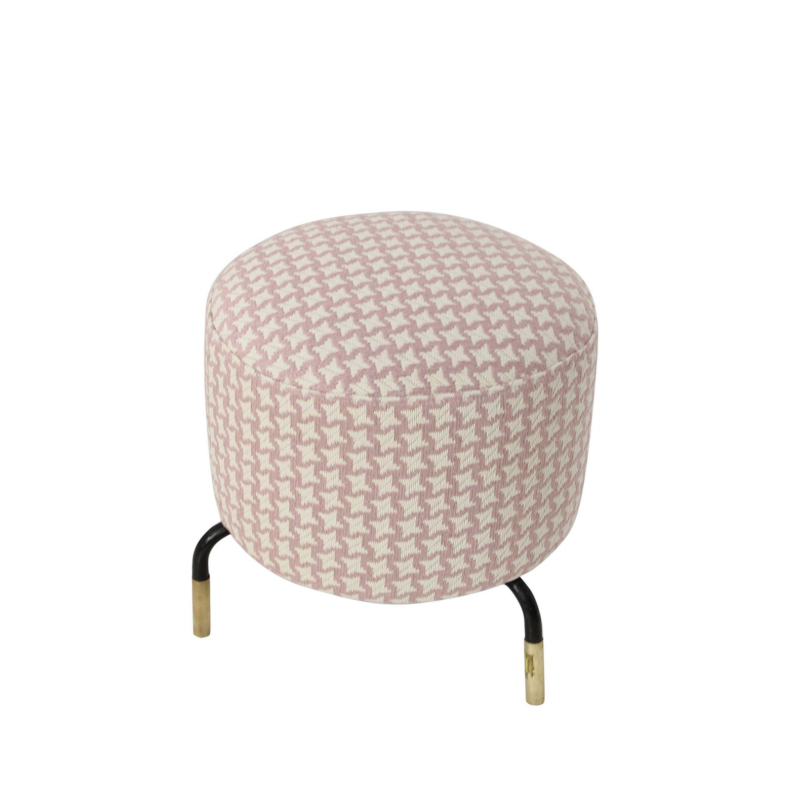Mid Century Footstool With Pink Geometric Fabric, Italy, 1950 photo furniture