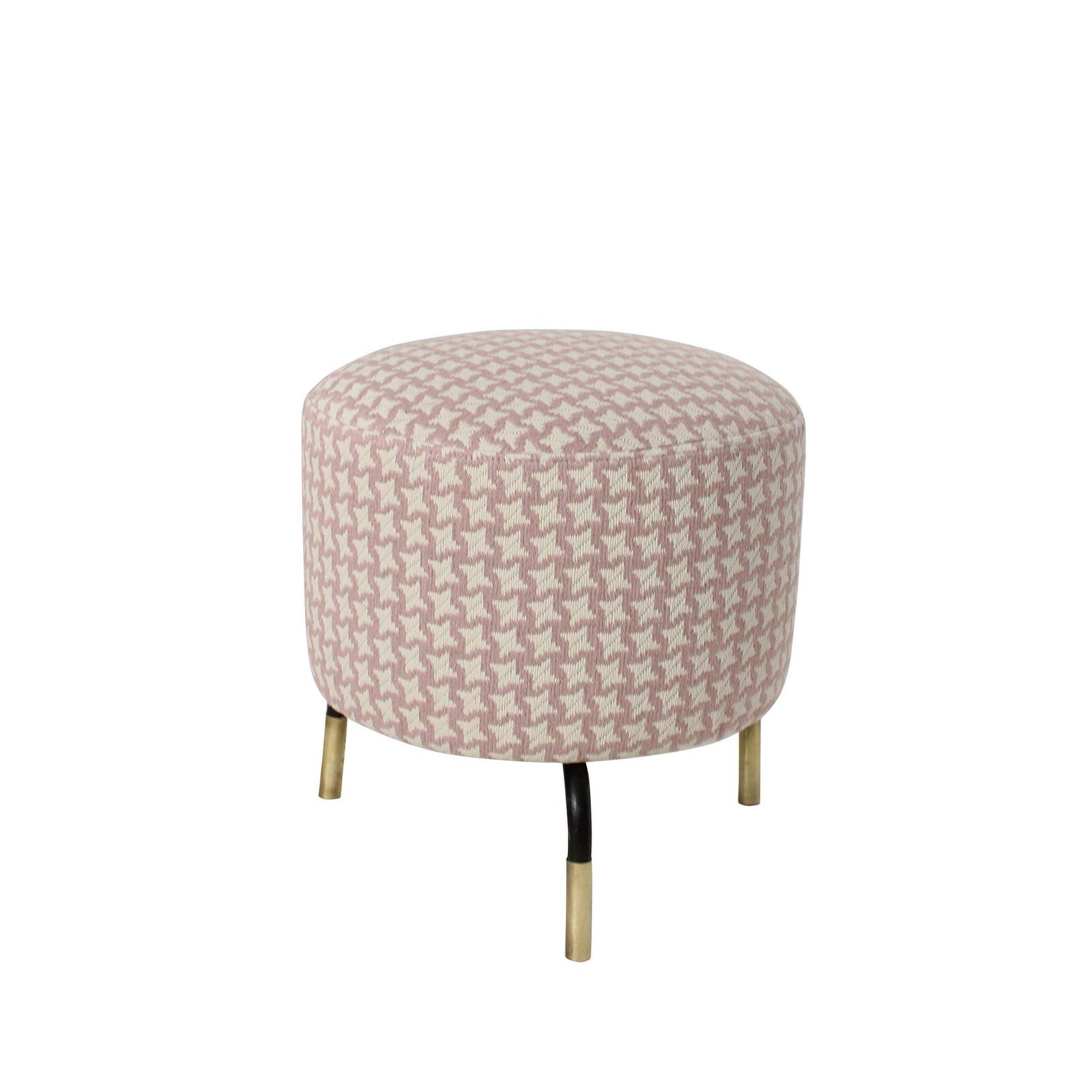 Mid Century Footstool With Pink Geometric Fabric, Italy, 1950 photo for sale