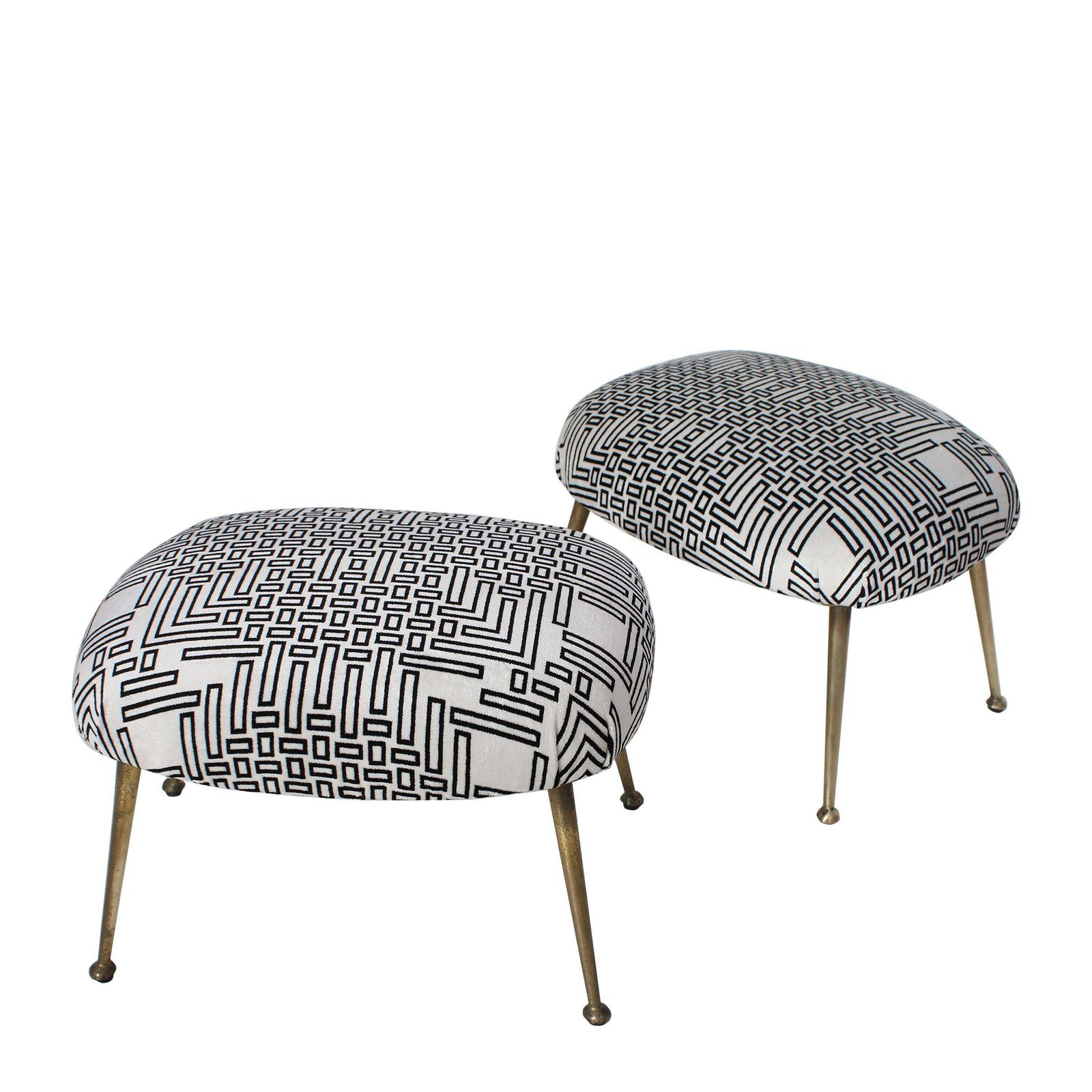 Mid Century Black And White Geometric Footstool, Italy, 1950 photo vinterior