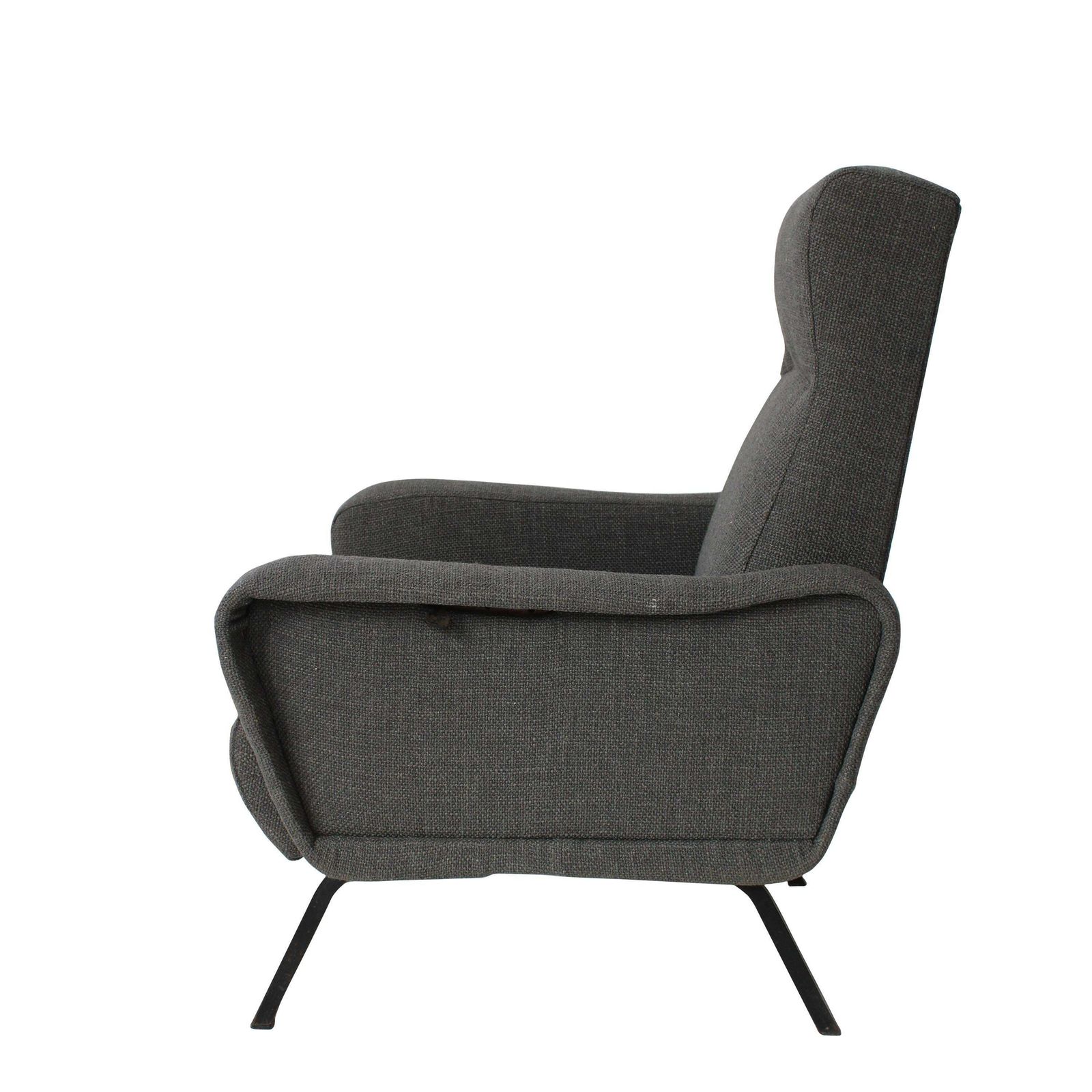 Mid Century Modern Reclining Armchair In Gray Fabric, Italy, 1950 photo furniture