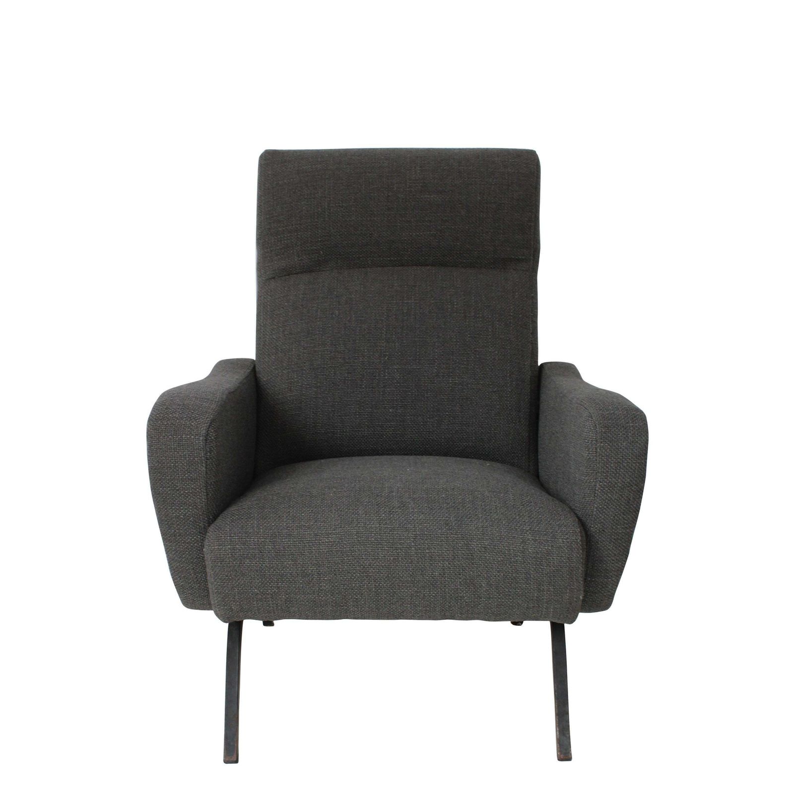 Mid Century Modern Reclining Armchair In Gray Fabric, Italy, 1950 photo Furniture