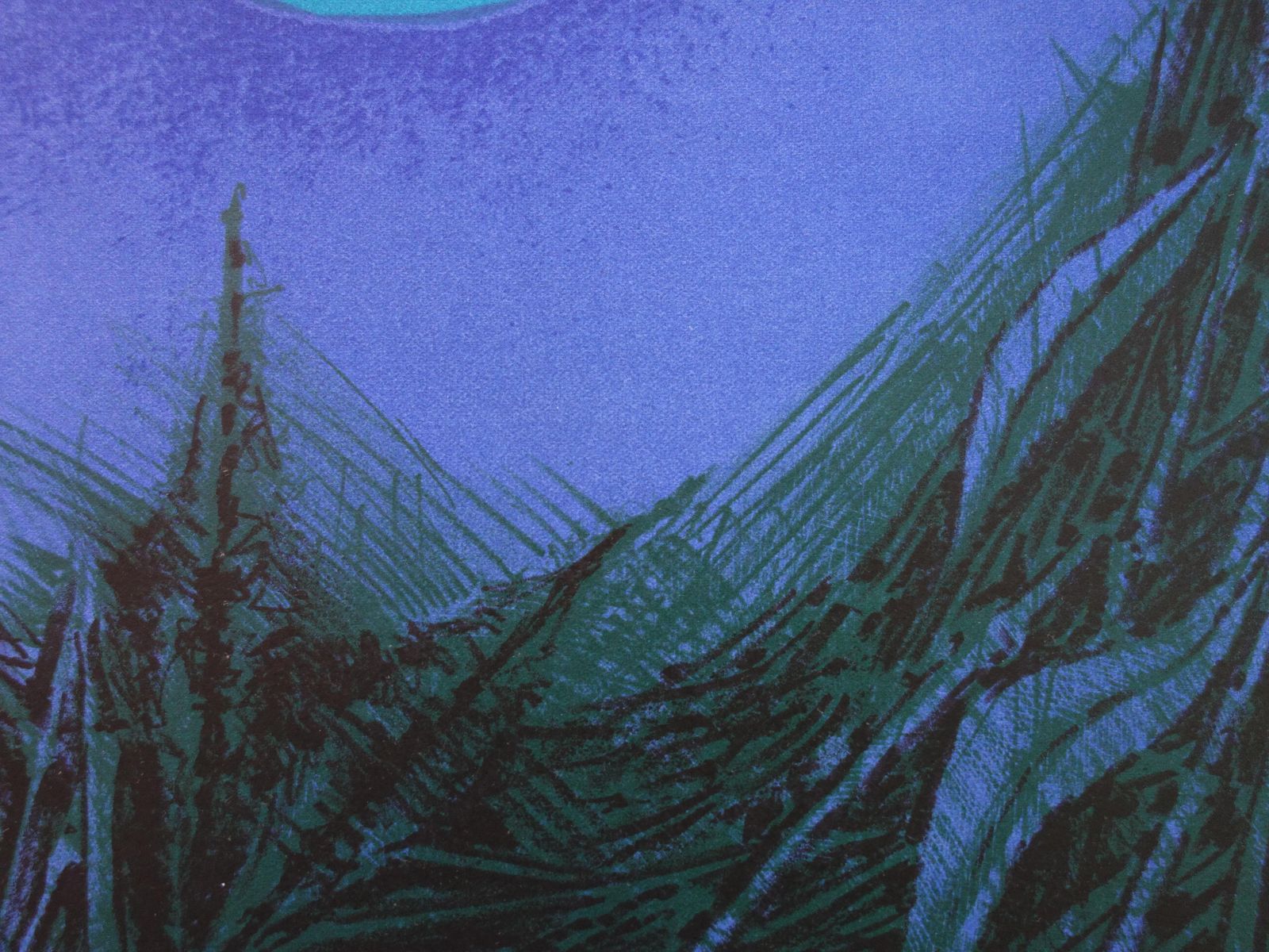 Cesare Peverellisurrealist Landscape With Blue Moon   Original Handsigned Lithograph1972 photo furniture