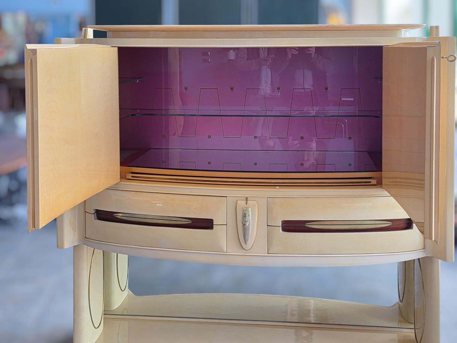 9559.0 Italian Midcentury Parchement Sideboard Or Cabiner Bar Designed By Dassi, 1950s photo