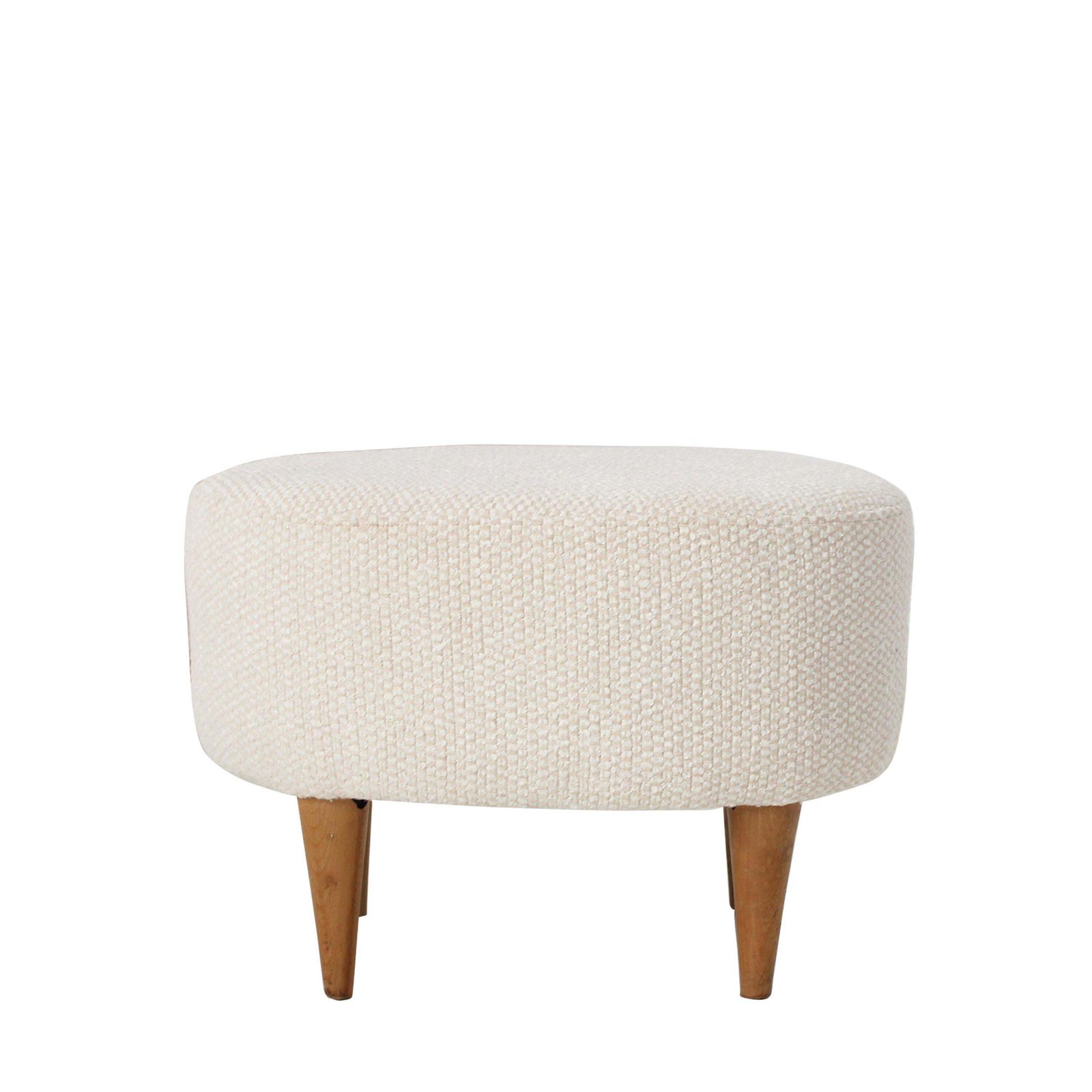 Cream Upholstered Footstool With Wooden Legs, Italy, 1960. photo furniture