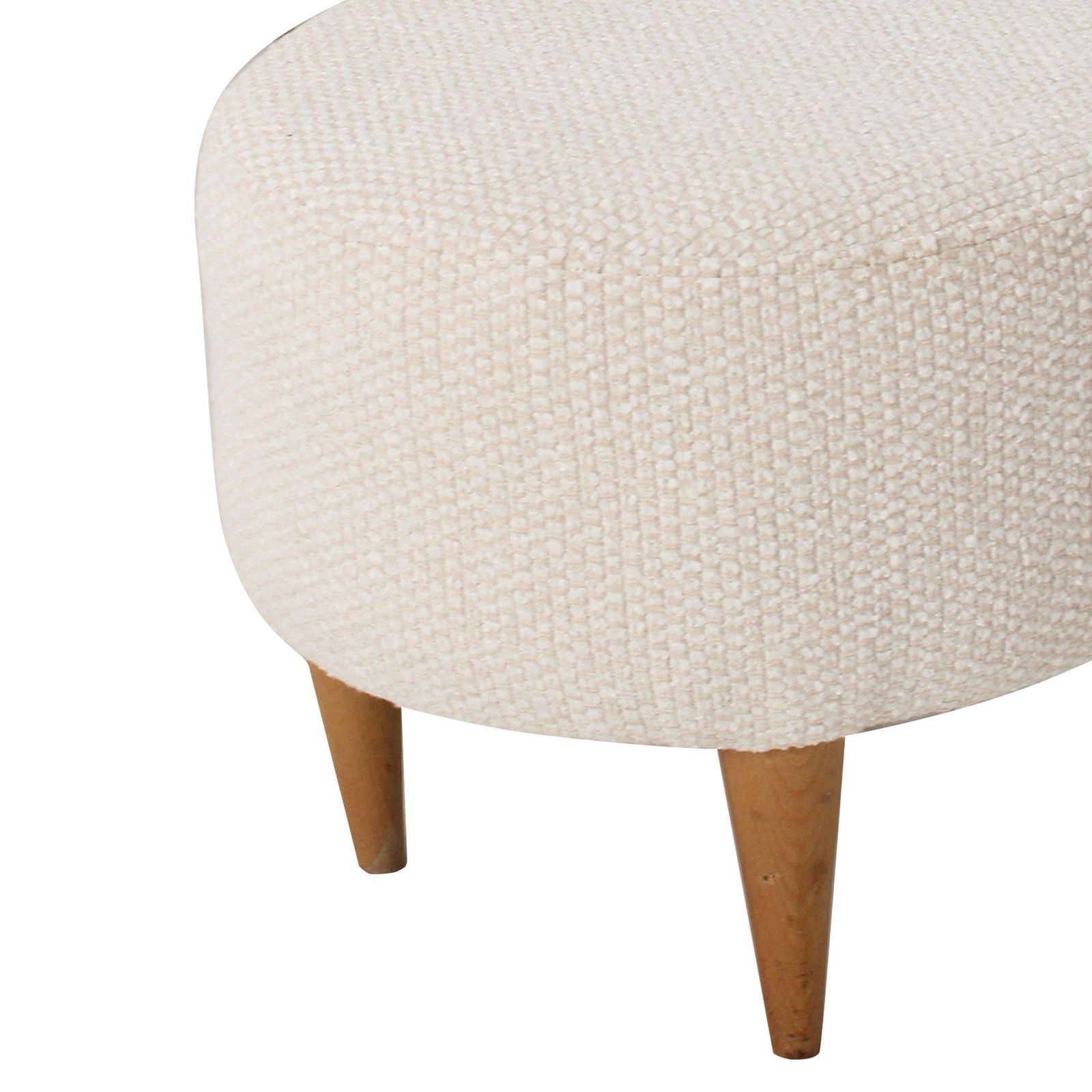 Cream Upholstered Footstool With Wooden Legs, Italy, 1960. photo vintage