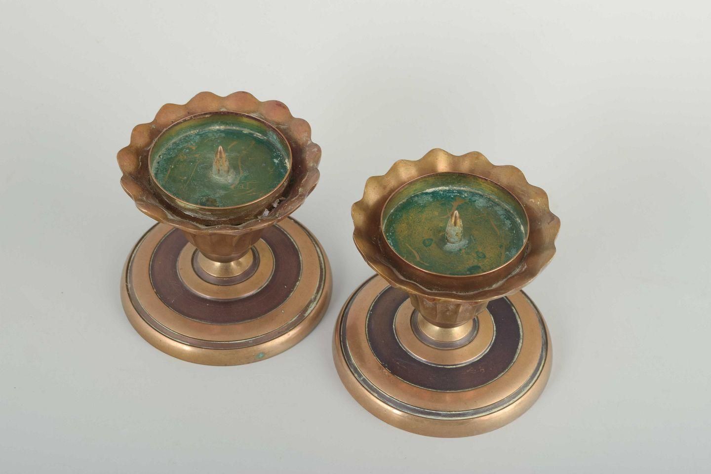 Cawa, Denmark. Paire de bougeoirs en laiton. Style Art déco, années 1940. photo furniture