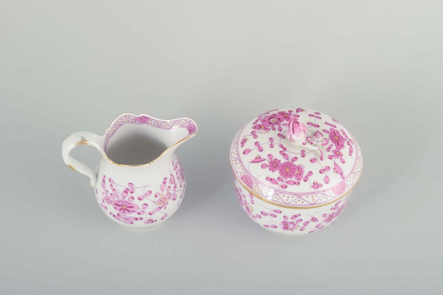 Meissen, “Pink Indian”. Porcelain Sugar Bowl And Cream Jug, Early 20th C. photo furniture