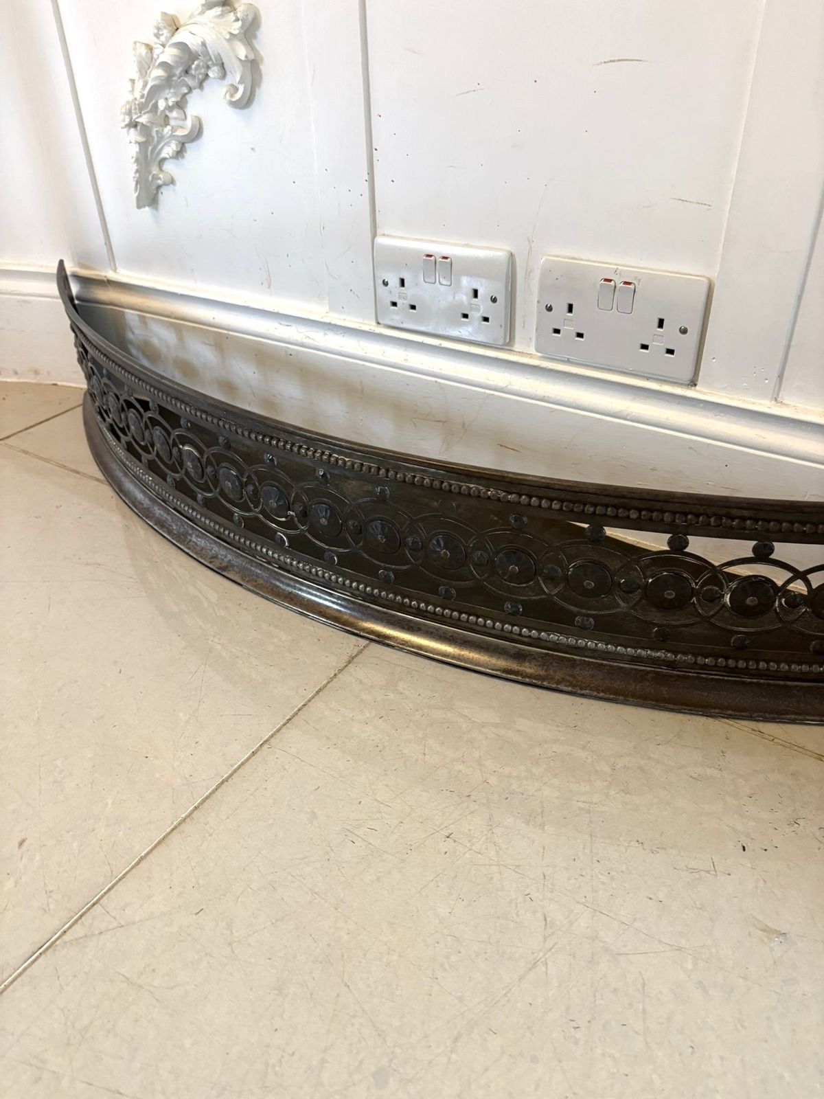 Antique George III Steel Fire Fender Pierced Decorative Serpentine Front photo Home Fixtures