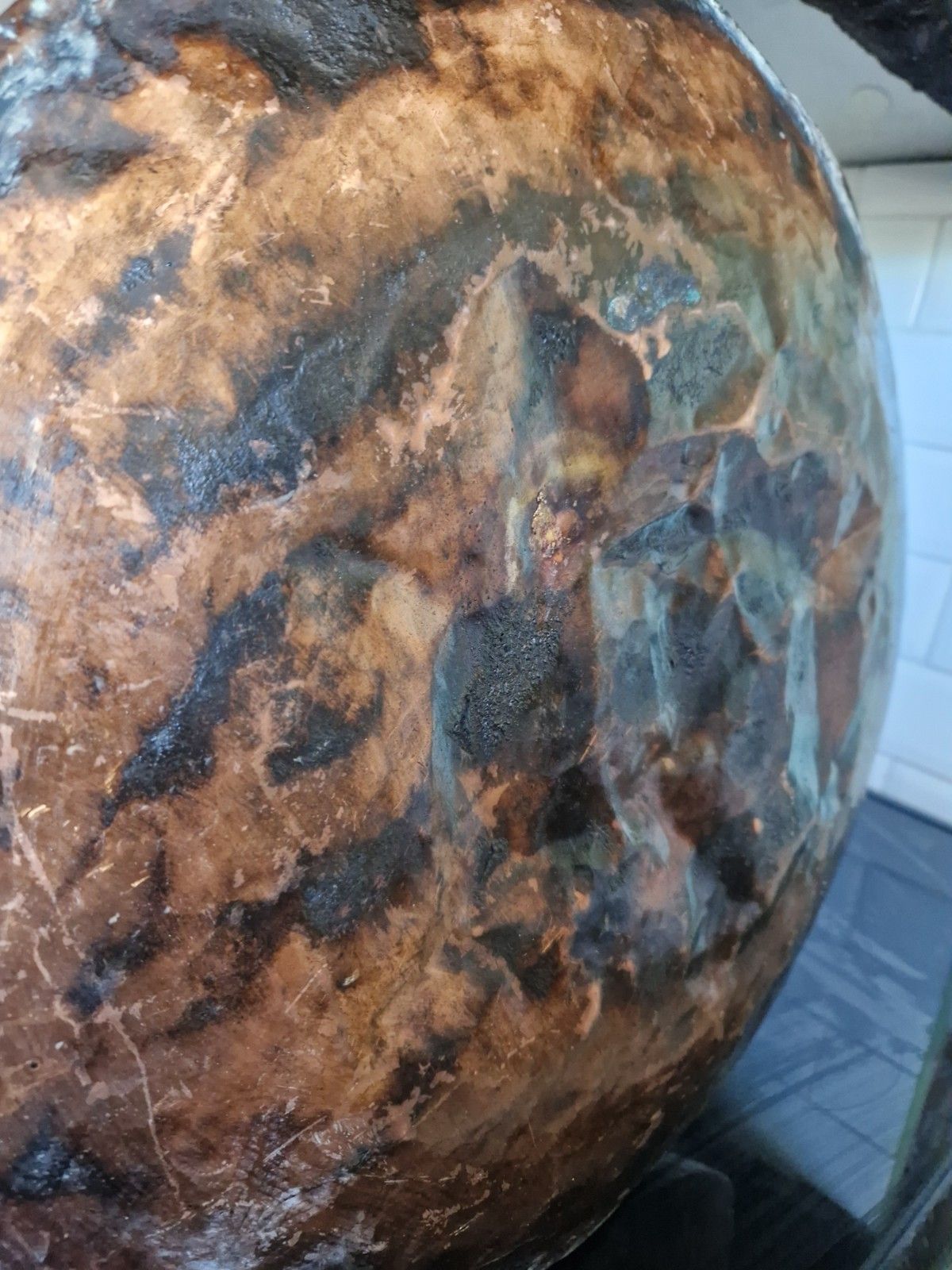 photo buy Antique Huge Large Copper And Cast Iron Cauldron Cooking Pot Planter Early 19th