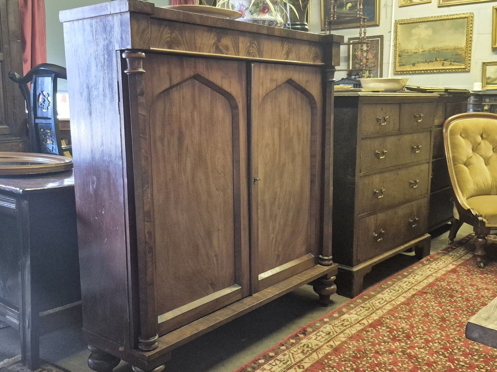 Victorian Flame Mahogany Cupboard photo furniture