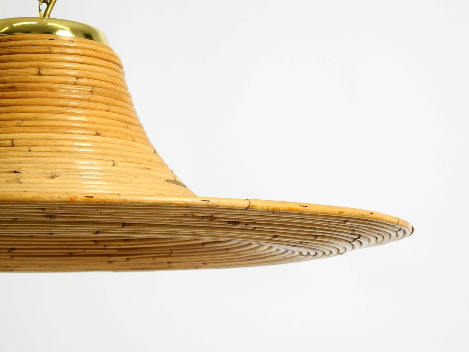 1989.0 Beautiful, Large Italian 1970s Bright Bamboo Wood Ceiling Pendant Lamp photo