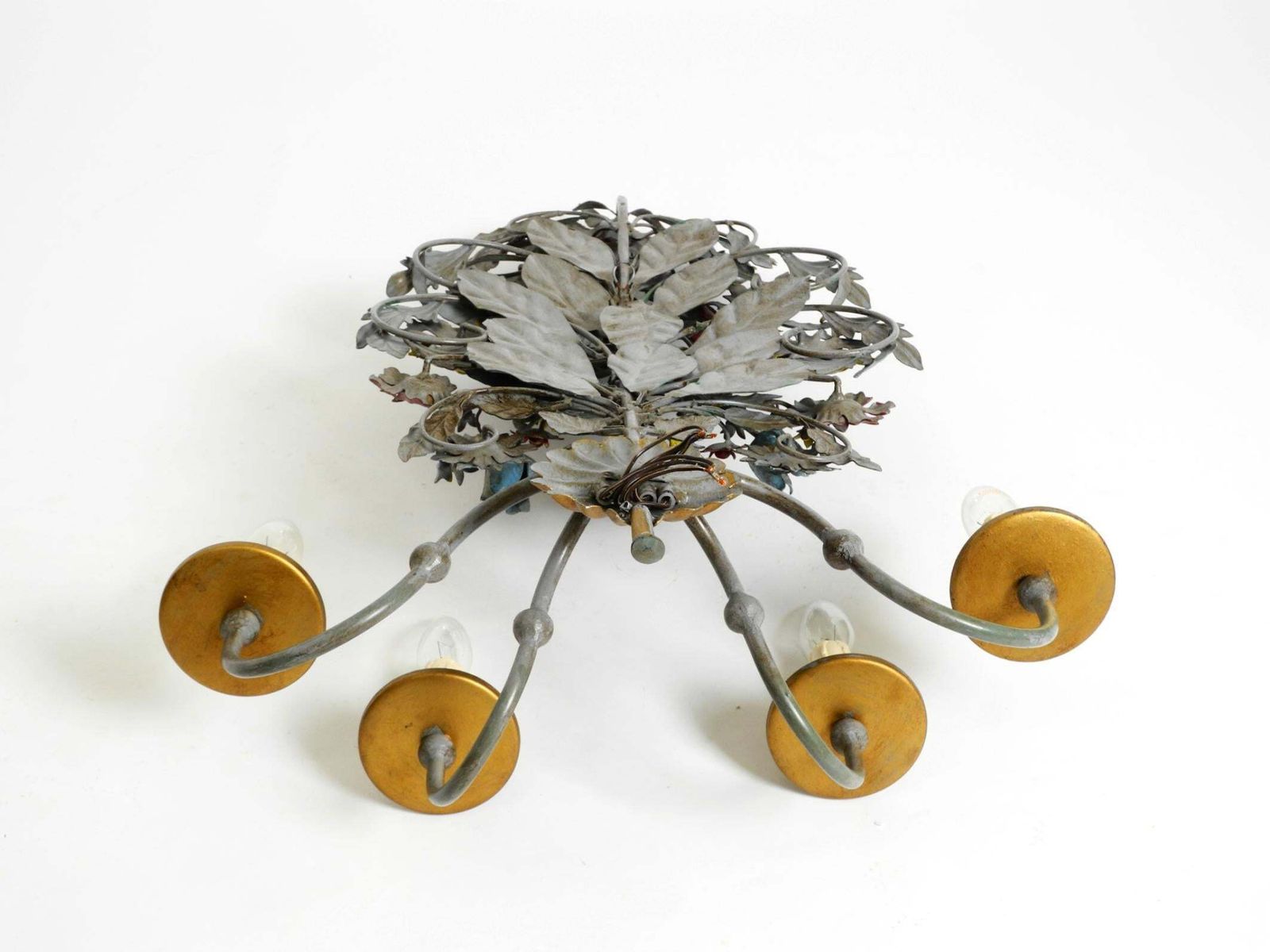 photo buy Huge, Beautiful 1960s Hand Painted And Gilded Metal Wall Lamp By Hans Möller