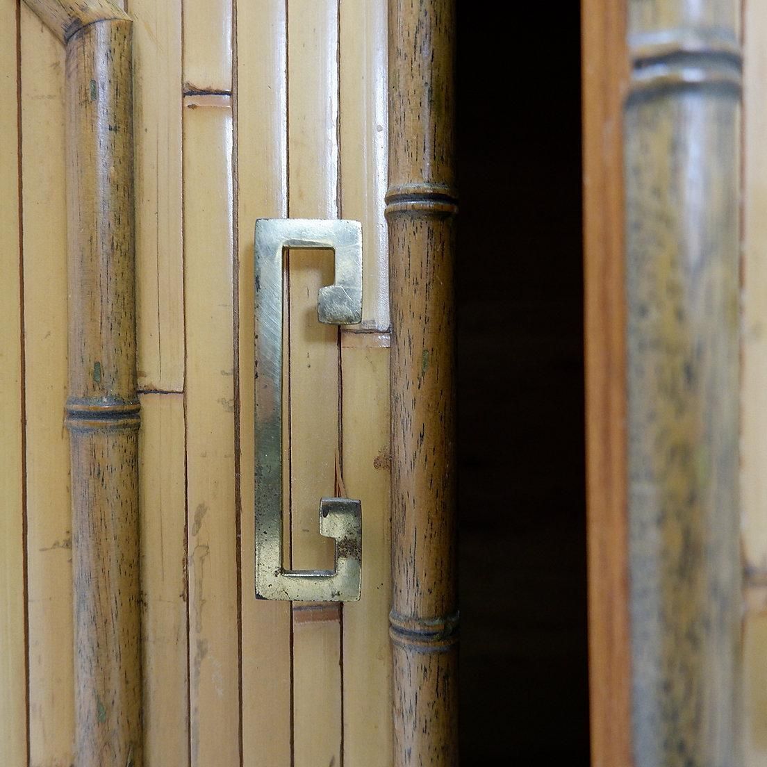 Bamboo Chest Of Drawers With 2 Doors And 2 Drawers   Brass Handles, Circa 1960. photo buy
