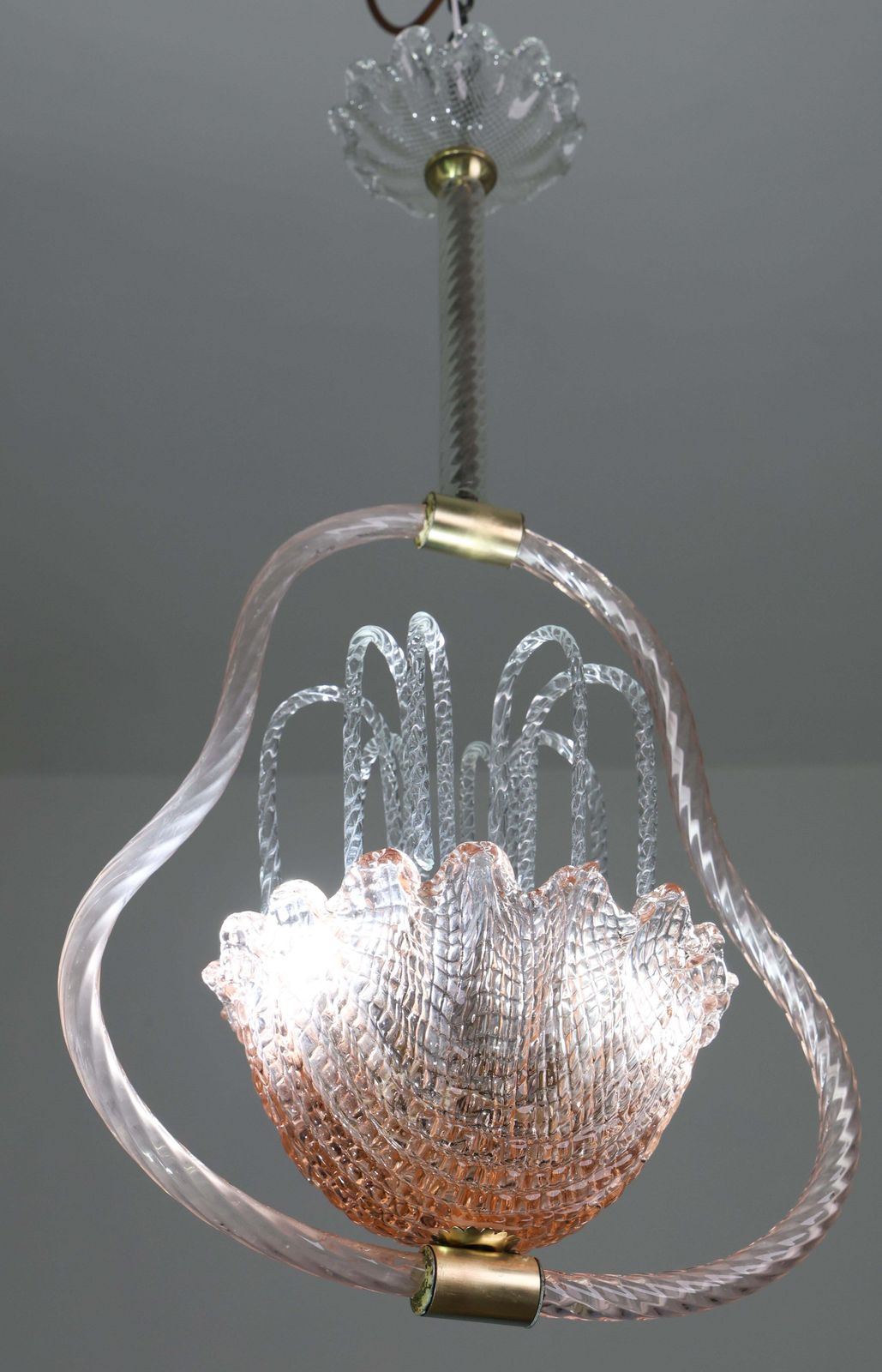Charming Pink And Trasparent Murano Glass Chandelier By Barovier E Toso, 1950s photo 2112.0