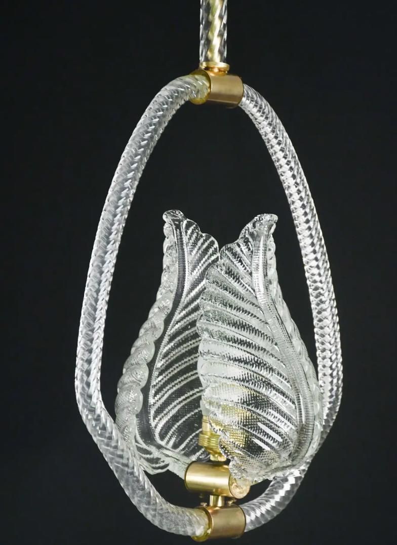 Set Of 2 Pink And Trasparent Murano Glass Chandelier By Barovier E Toso, 1950s photo 3711.0