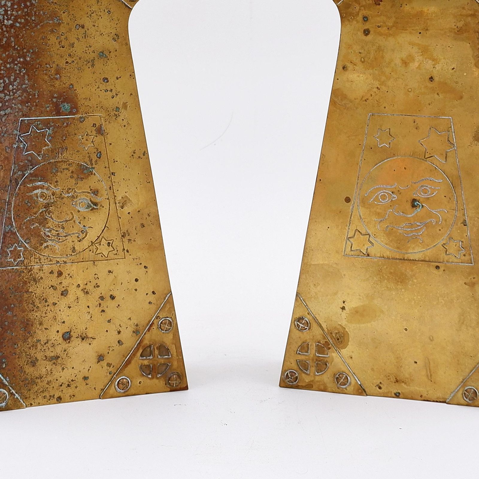 Pair Of Brass Brutalist Mantel Clock Fittings   20th photo furniture