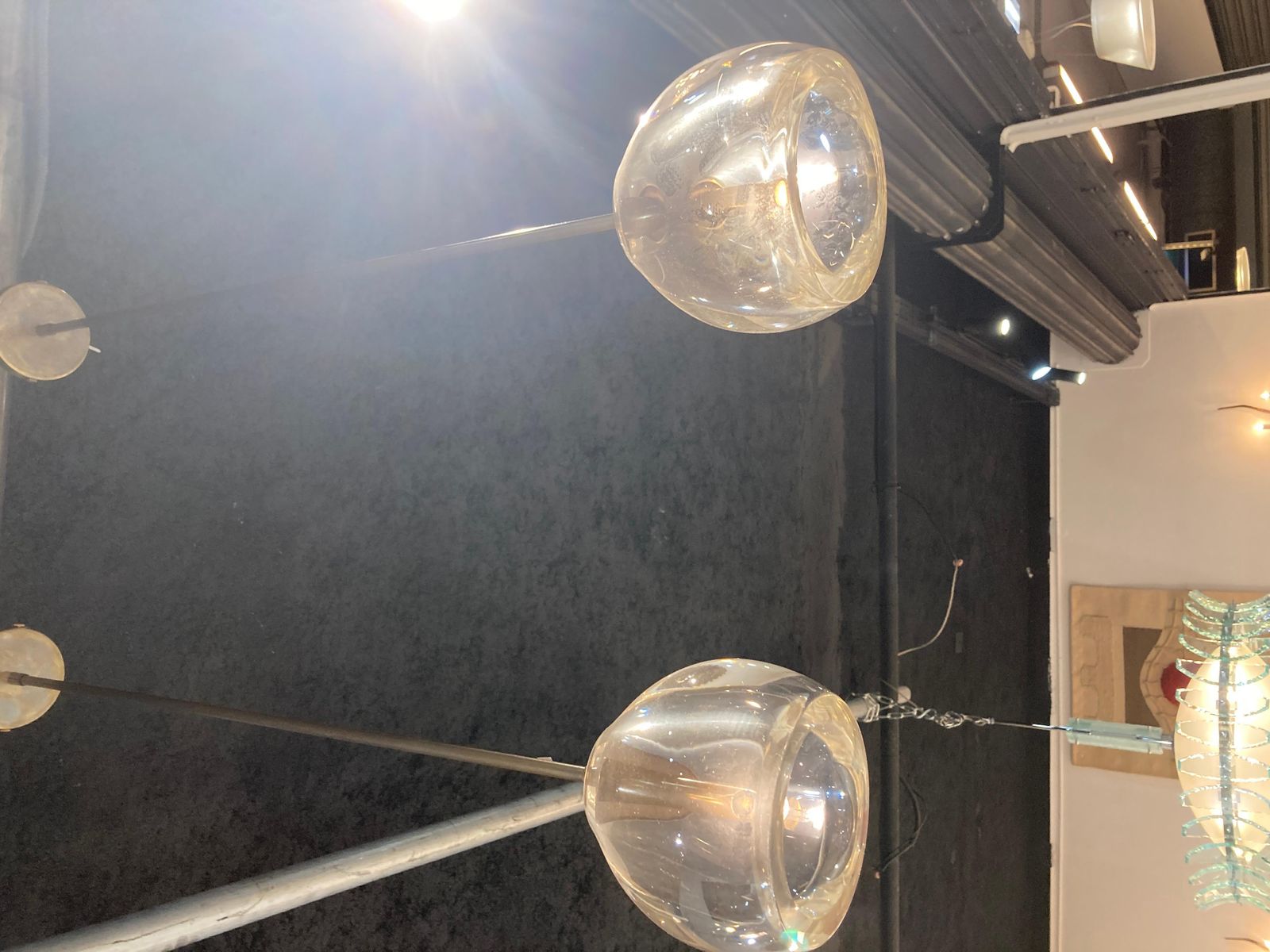 1980's Set Of Five Glass Ceiling Lights In Murano Glass photo for sale