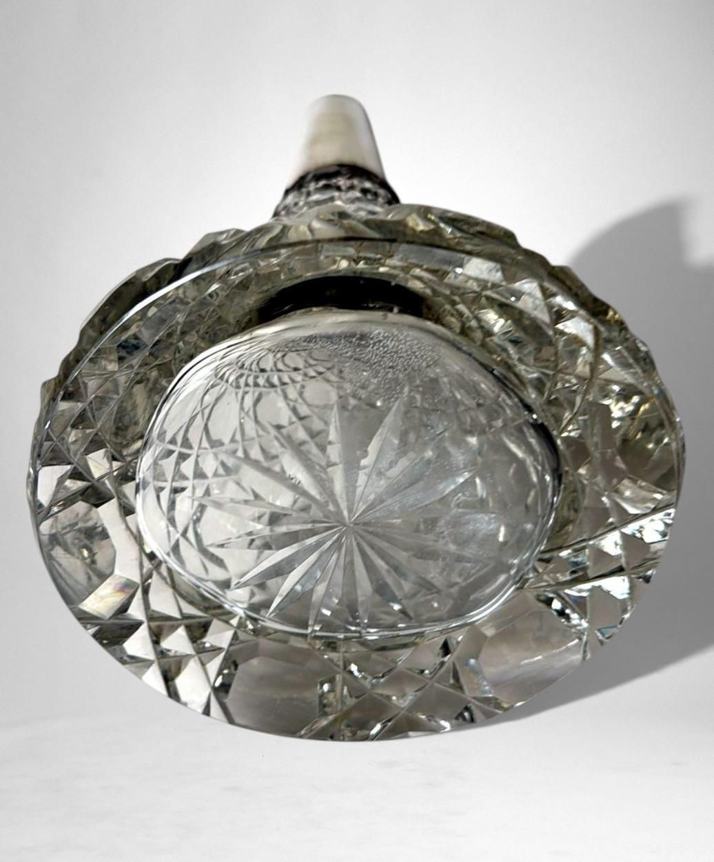 photo for sale Biedermeier Large Bohemian Crystal Perfume Bottle With German Sterling Silver