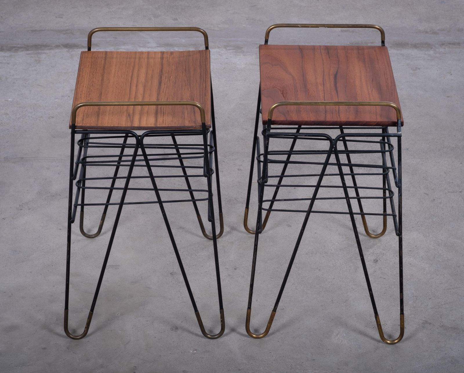 Pair Of Teak Side Tables With Metal Frame, Denmark, 1960s photo 778.0