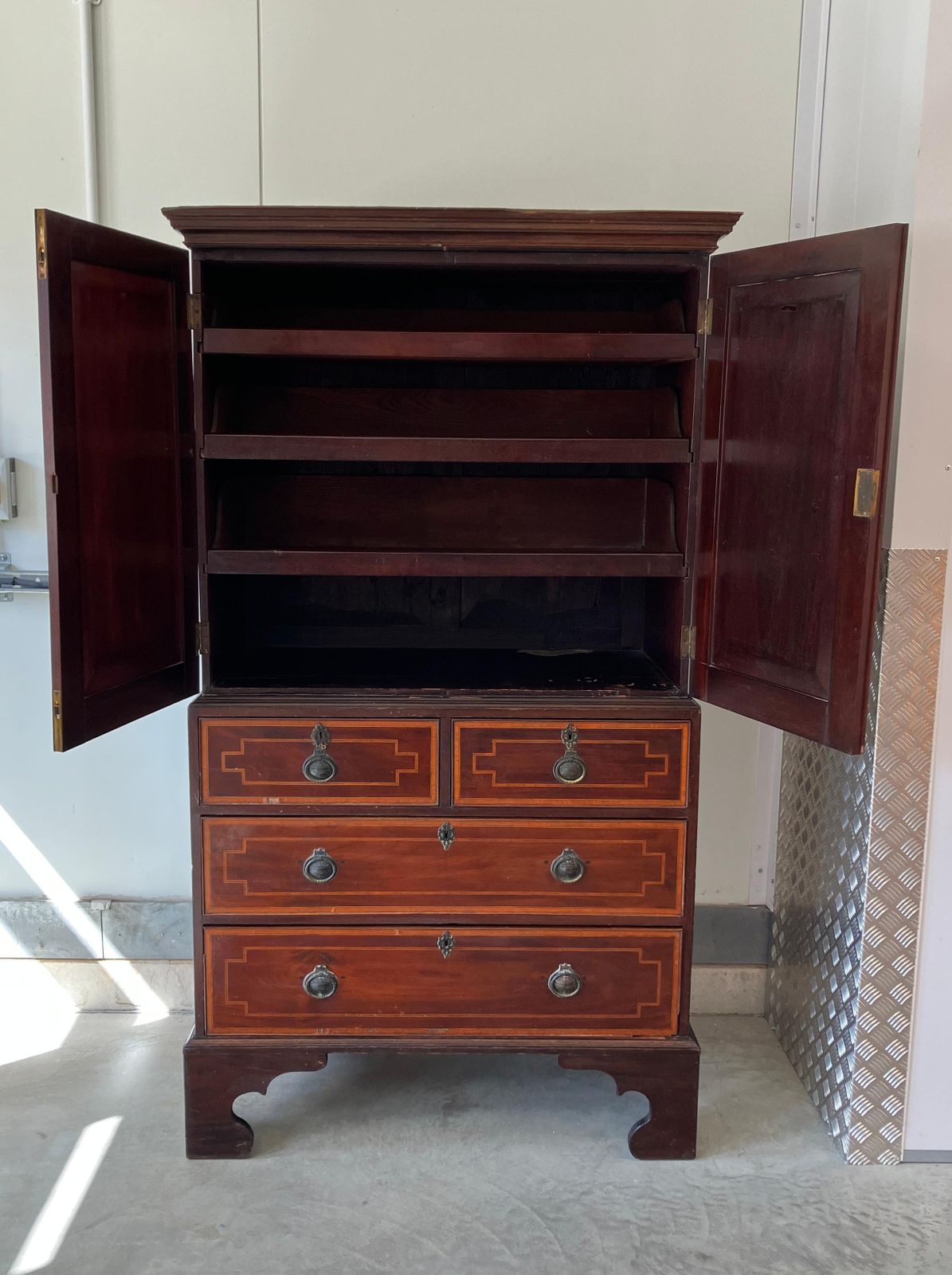 Antique Linen Press, English, Georgian, Housekeeper's Cupboard, Circa 1780 photo for sale