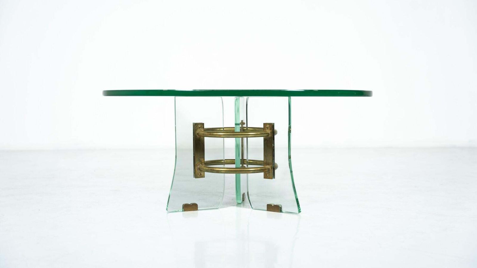 Glass And Brass Coffee Table By Pietro Chiesa For Fontana Arte, Italy photo for sale