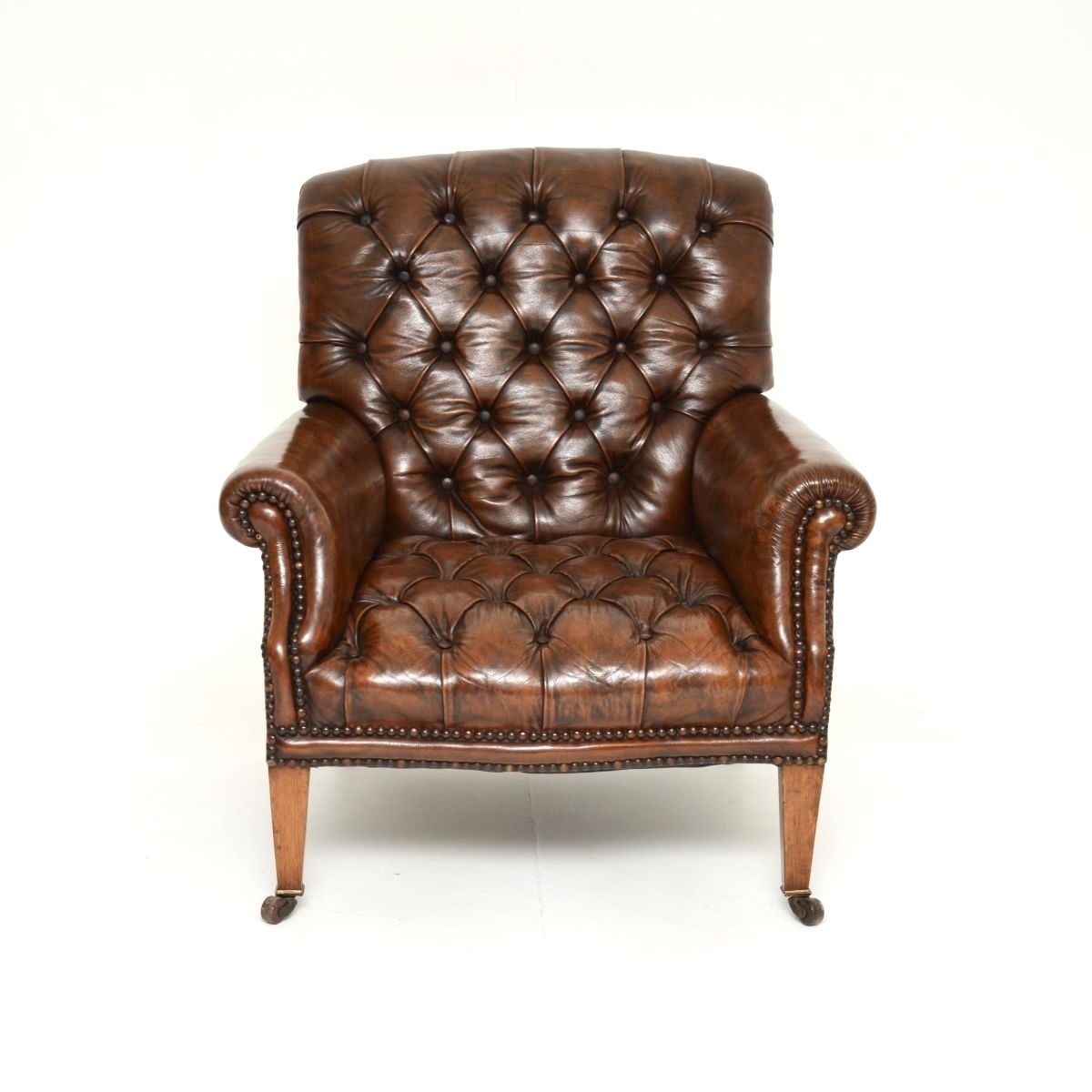 Antique Edwardian Leather Armchair photo furniture