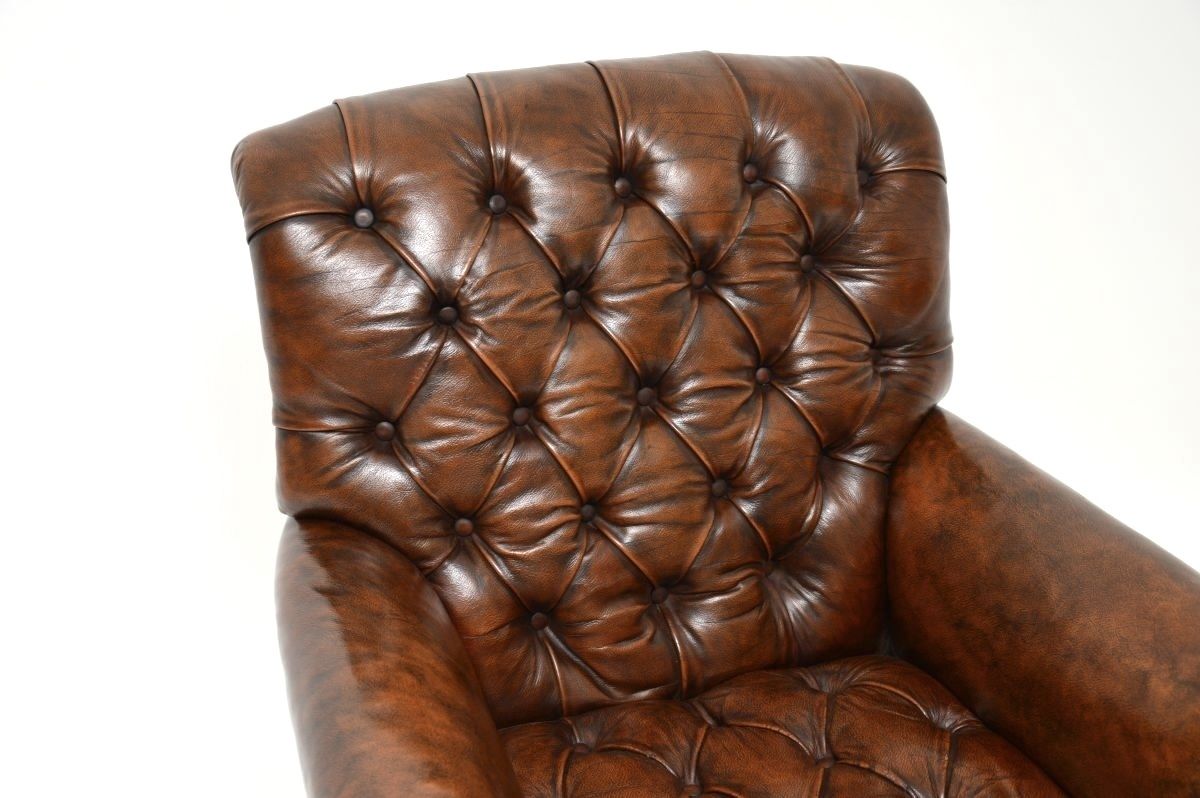 Antique Edwardian Leather Armchair photo Furniture