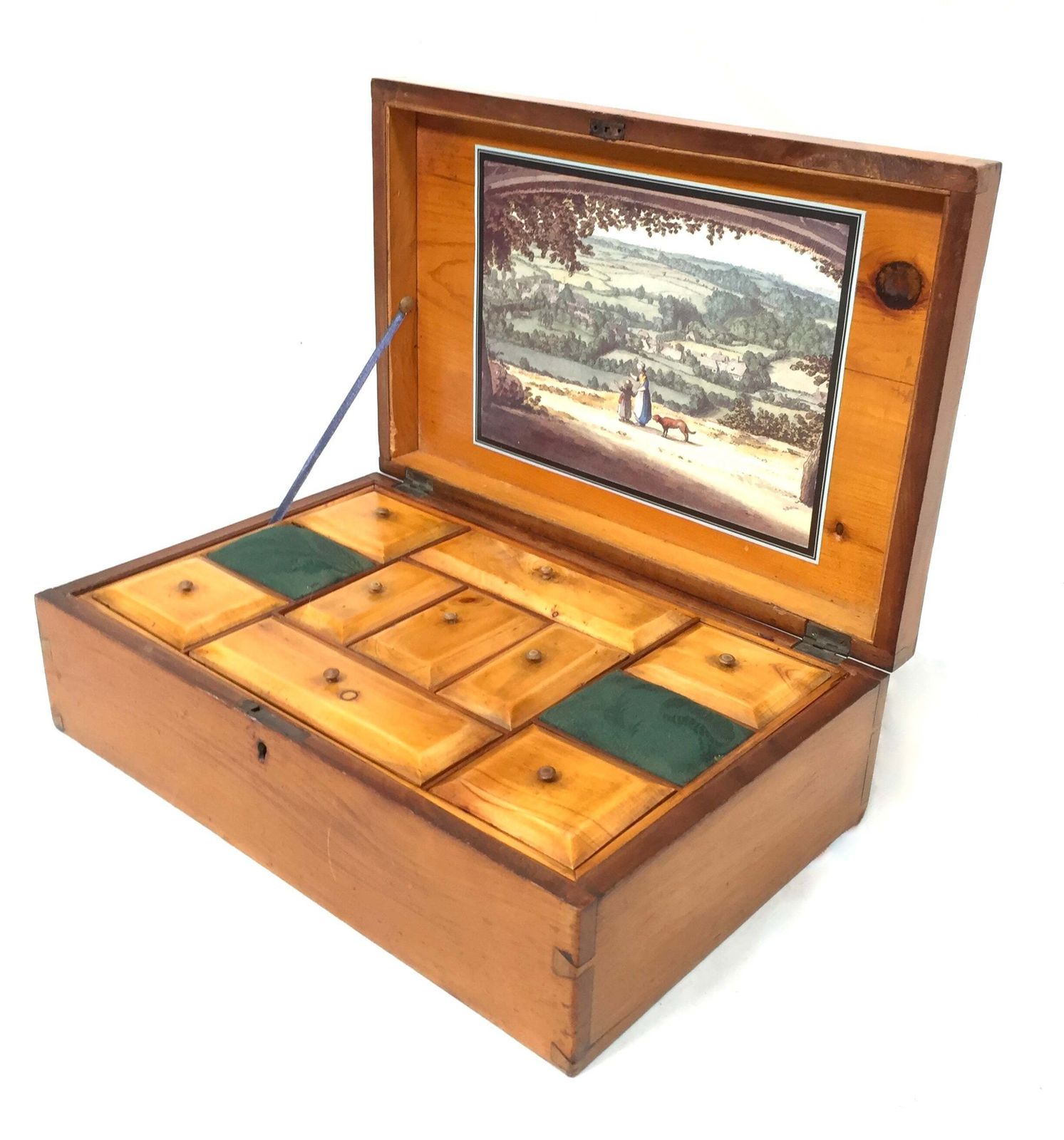 Antique Wooden Inlaid Ladies Sewing Box / Storage Work Box / Sewing Cabinet photo vinterior