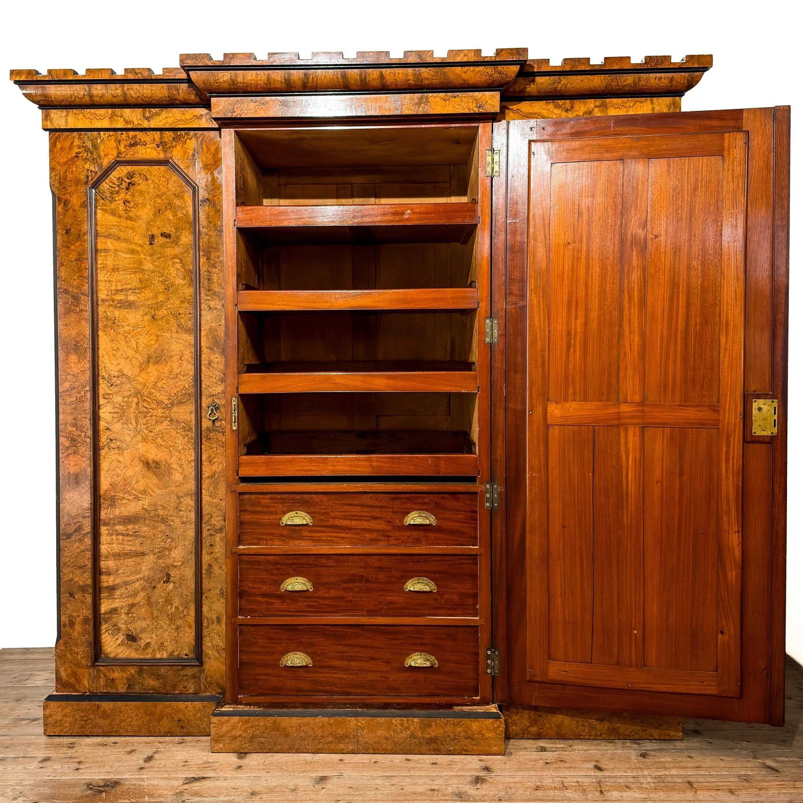 Antique Victorian Walnut Triple Compactum Wardrobe | Antique Wardrobe | Storage Cupboard | Antique Storage | Vintage Furniture photo Furniture