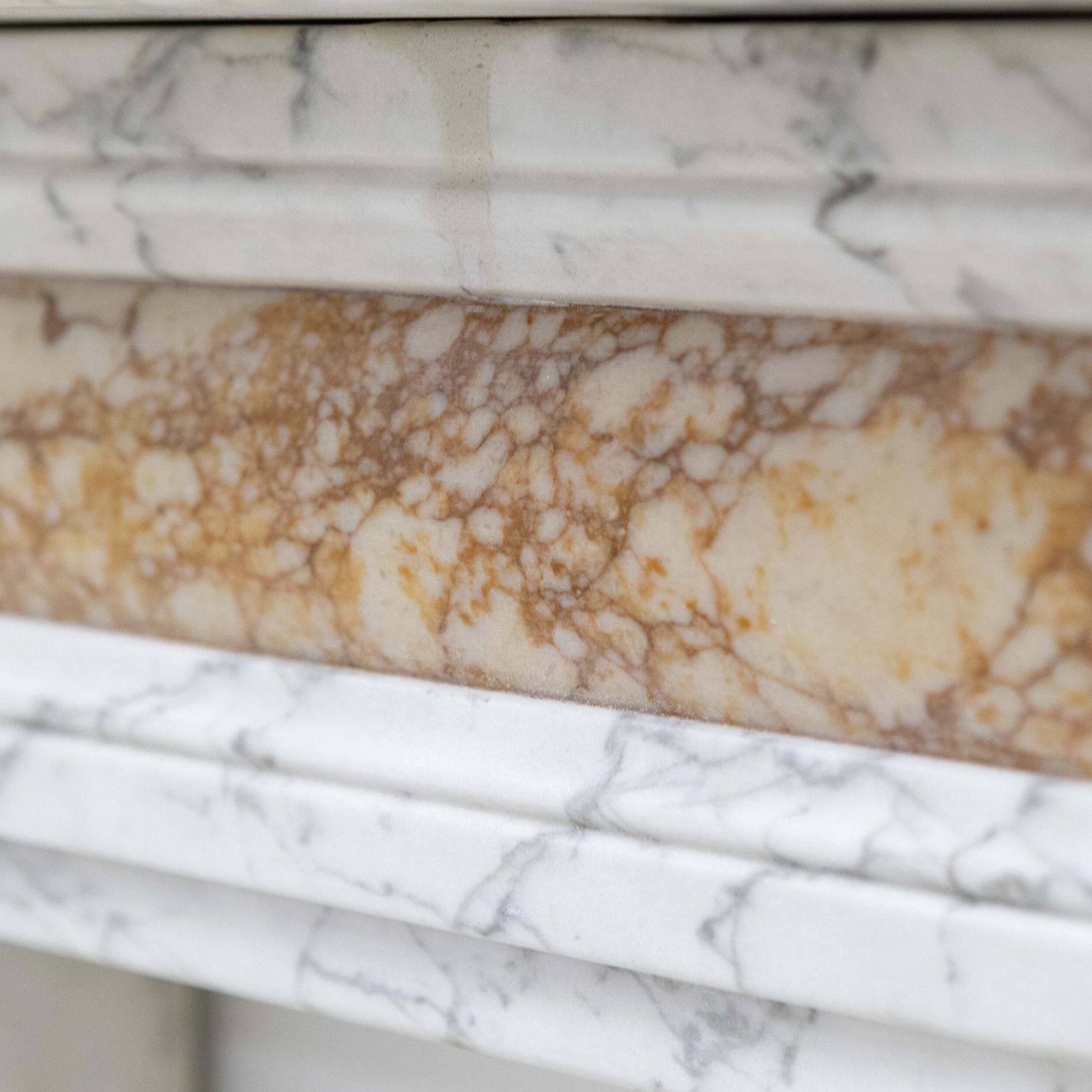 4200.0 Regency Carrara Marble Fireplace Surround With Brocatelle Inlay photo