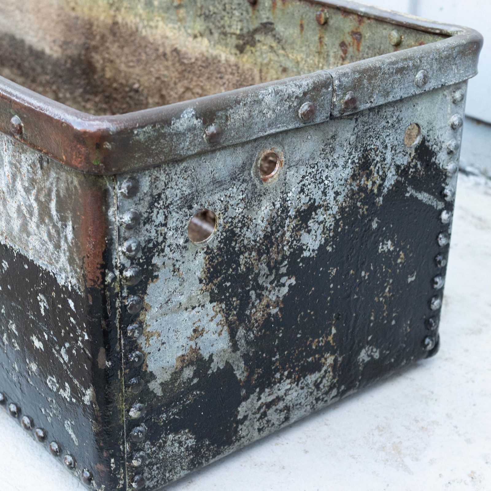 Garden Decor Antique Early 20th Century Rivetted & Galvanised Garden Trough Planter photo