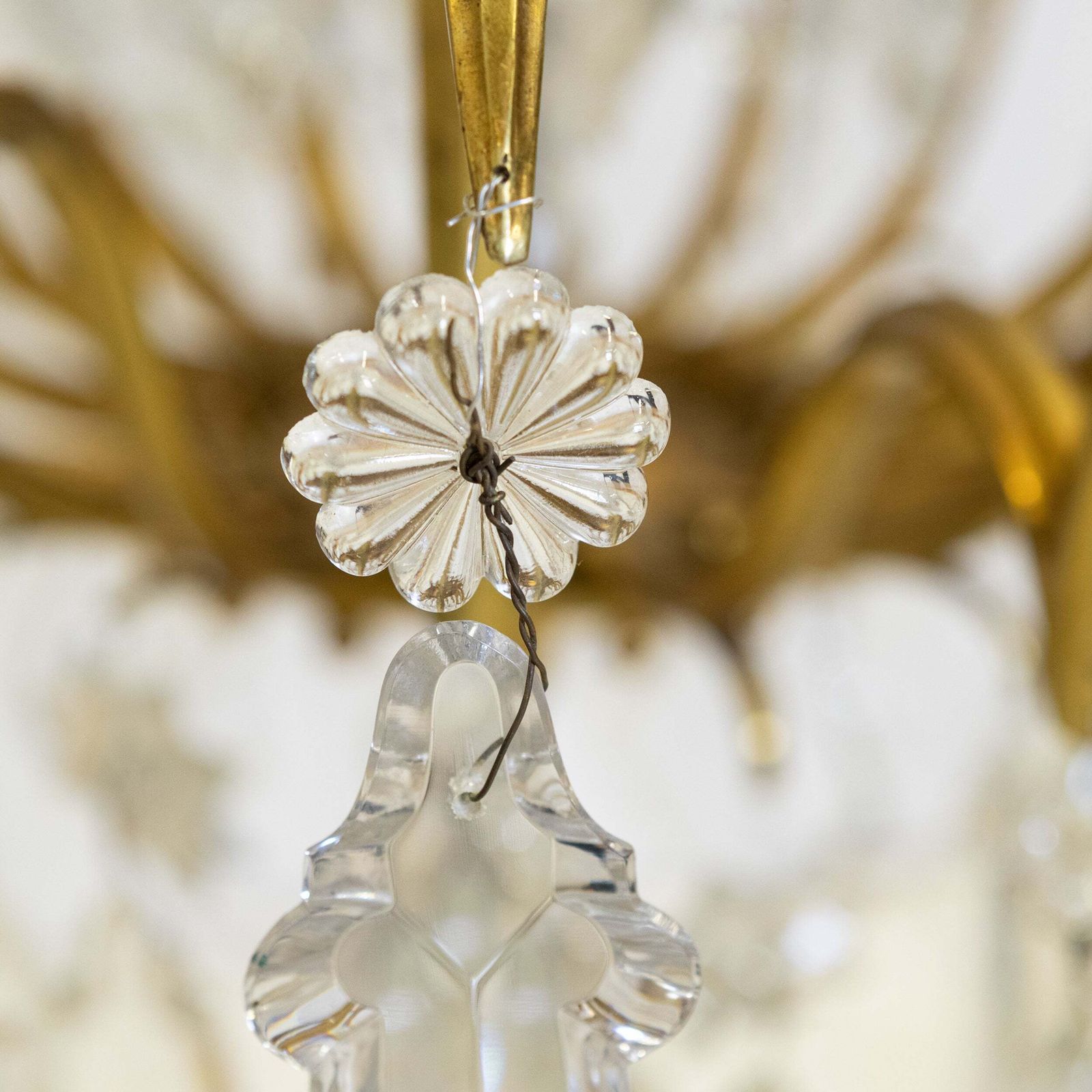 Monumental 16 Arm French Louis XV Style Gilt Brass & Crystal Chandelier photo for sale