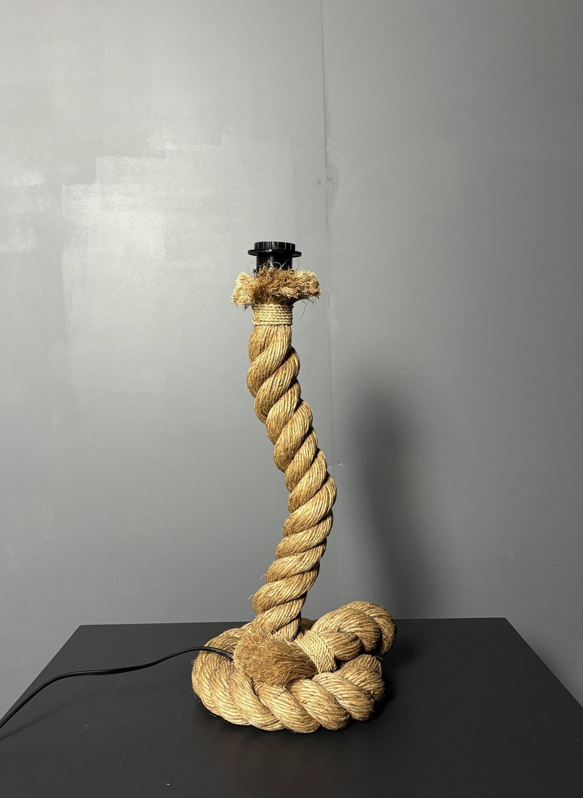 Midcentury French Brutalist Rope Table Lamp In The Style Of Audoux & Minet photo Lighting